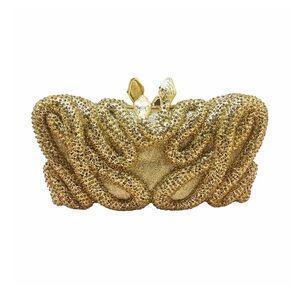 Debimy Gold Snake Design Crystal Clutch - Bridal Rhinestone Purse